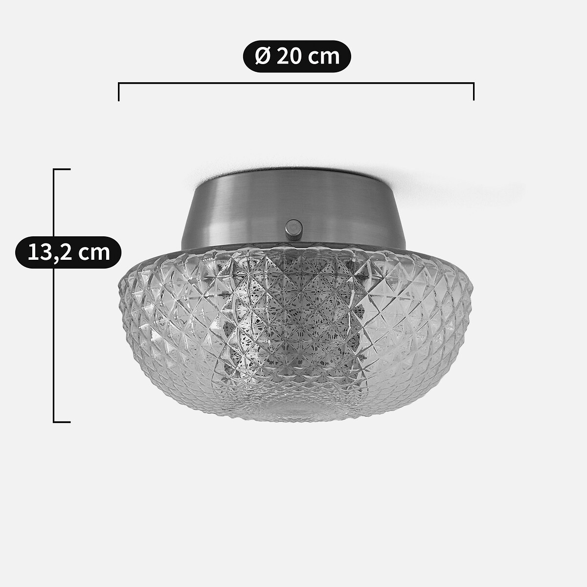 Wand- en plafondlamp, van geslepen glas en messing, diameter 20 cm, MISTINGUETT verouderd messing, EMMANUEL GALLINA X AM.PM
