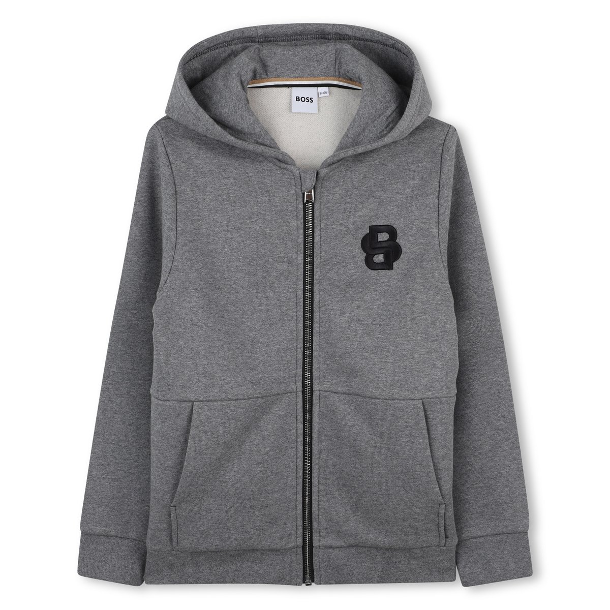 Cardigan con cappuccio gris chine, BOSS KIDSWEAR