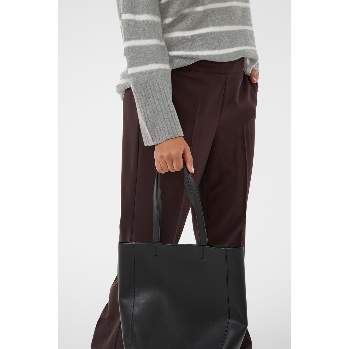 Pullover tricoté gris light grey melange chalk stripe, KAFFE CURVE