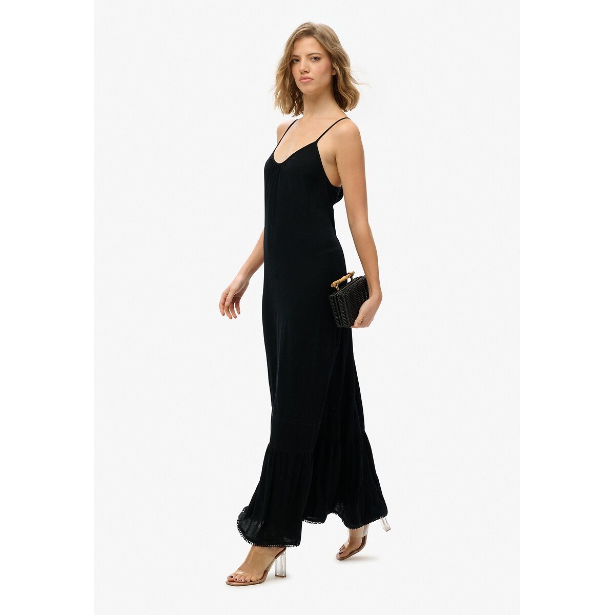 Robe longue à bretelles noir, SUPERDRY