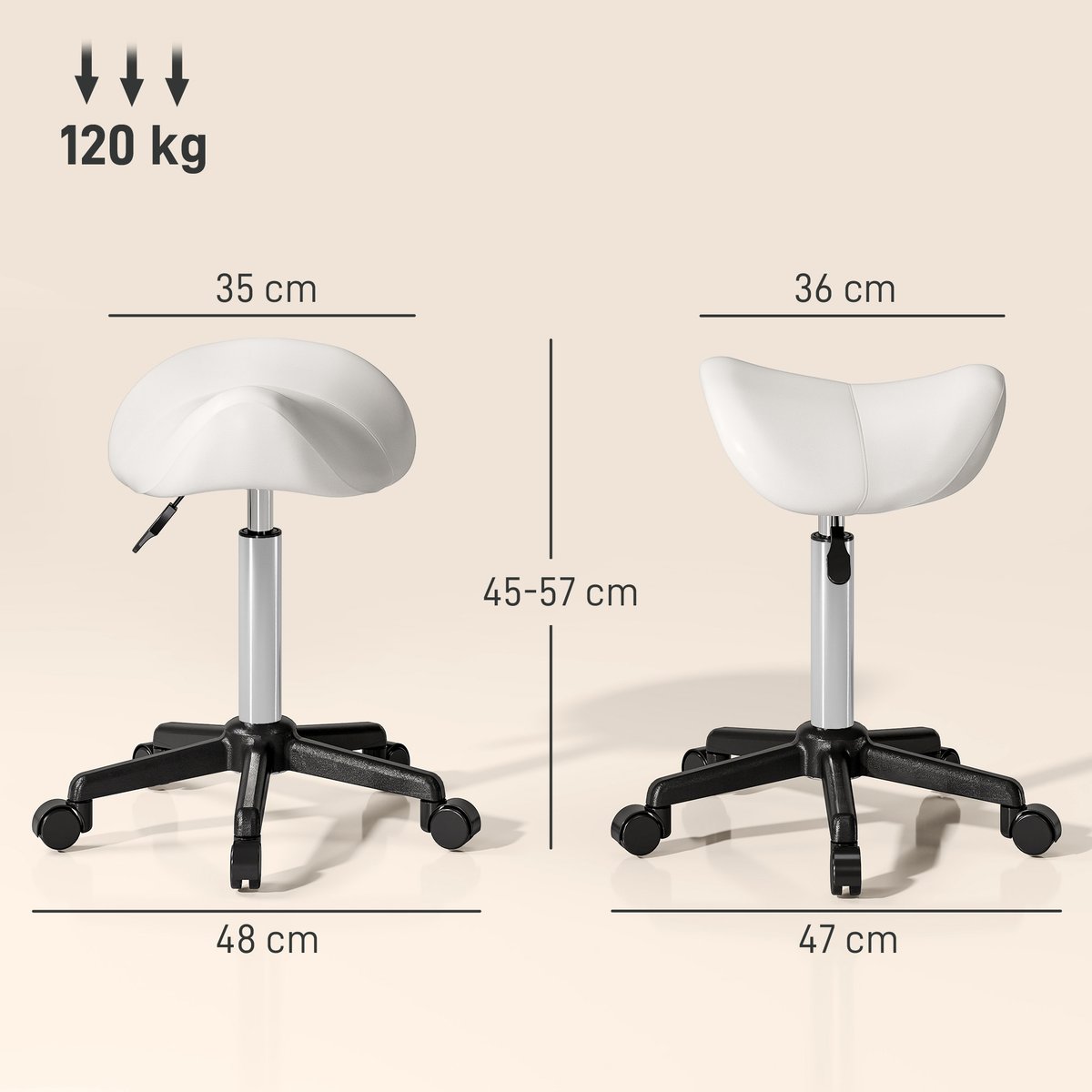 Tabouret de salon Polyuréthane Blanc blanc, HOMCOM