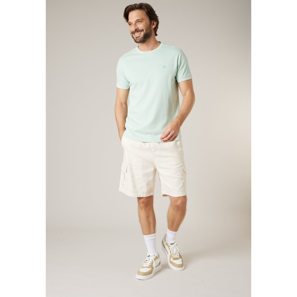 Bermuda relaxed homme en 100% coton HELION cream, DEELUXE