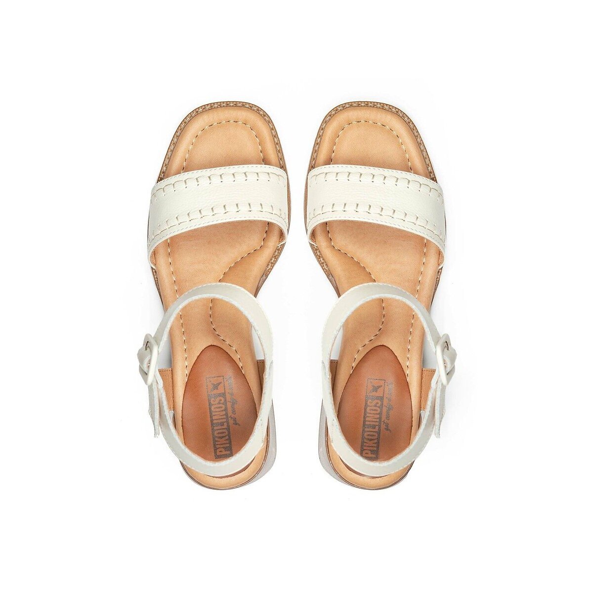 Oliva Leather Heeled Sandals, Made in Europe white, PIKOLINOS
