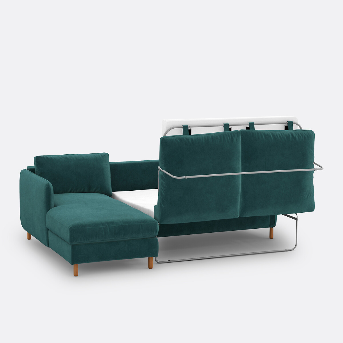 Canapé d'angle gauche, convertible, 4 places, en velours, LOMÉO emeraude, LA REDOUTE INTERIEURS