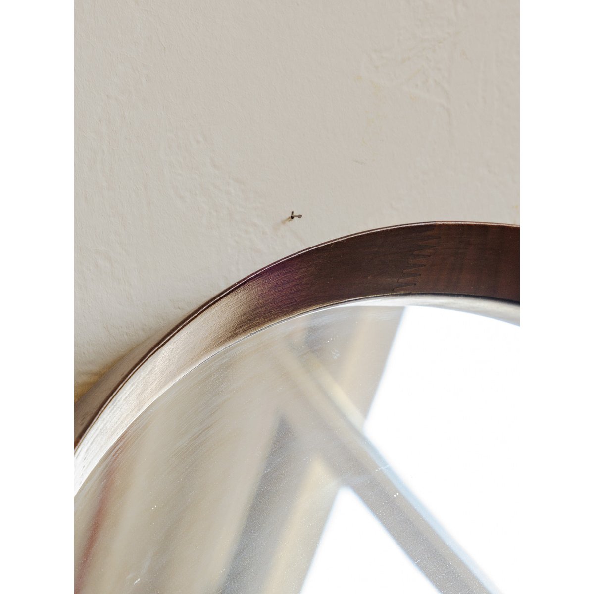 Miroir rond en palissandre Igor N°1184 - Bon état bois foncé, DEBONGOUT