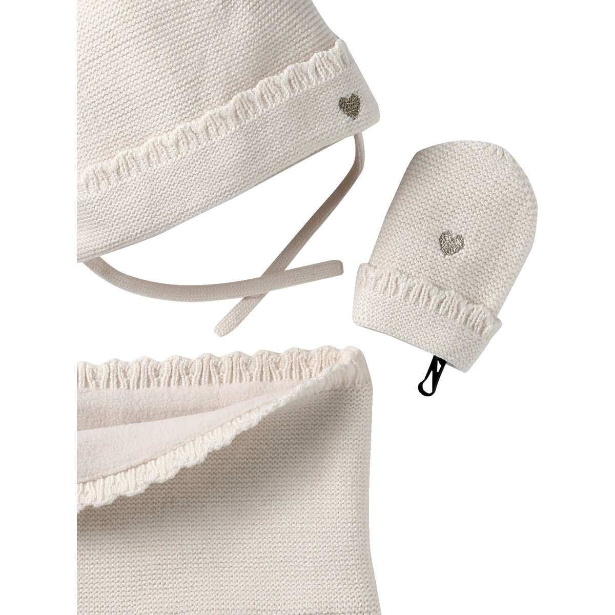 Ensemble bonnet, snood et moufles écru, VERTBAUDET