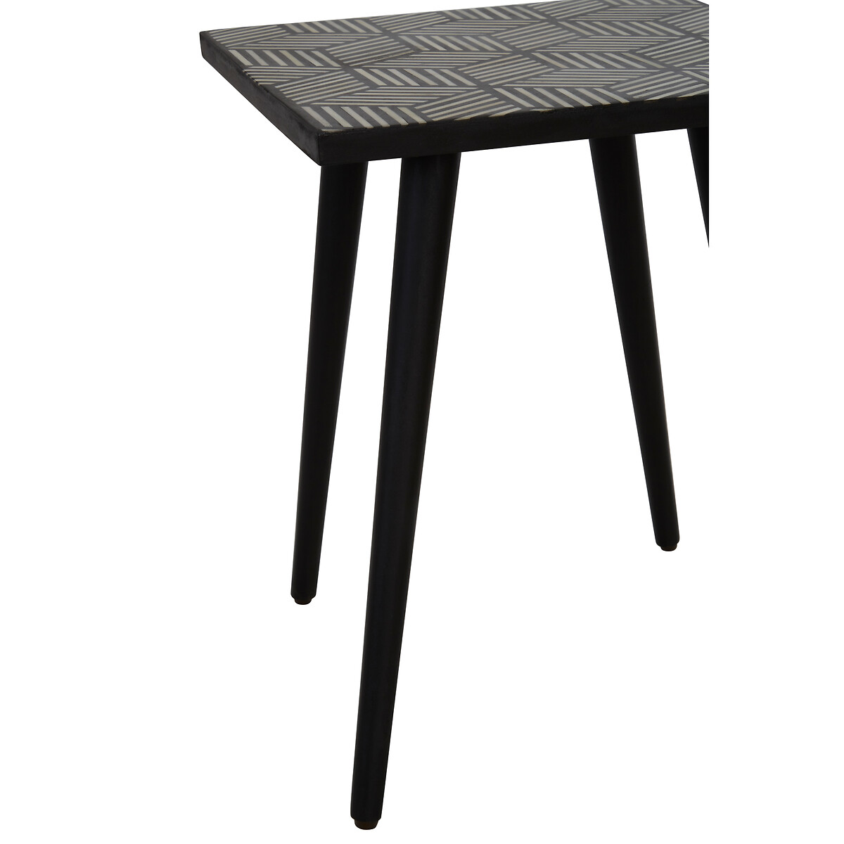 Tajiri Geometric Wood and Bone Inlay Side Table black, FIFTY FIVE SOUTH