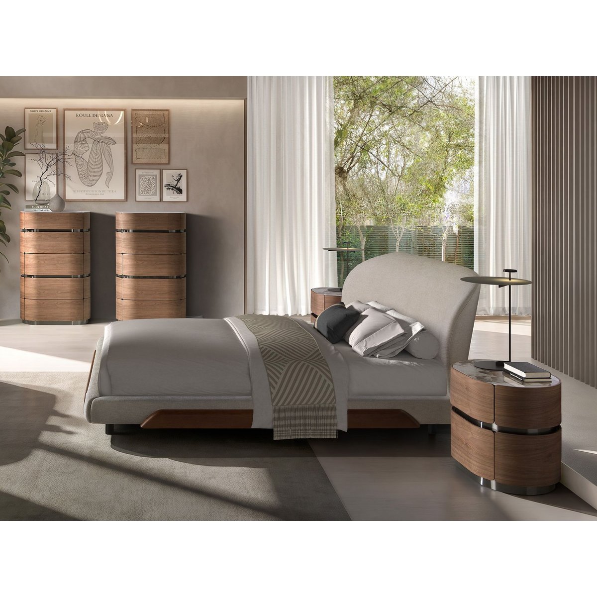 Lit en tissu gris clair | noir, ANGEL CERDA
