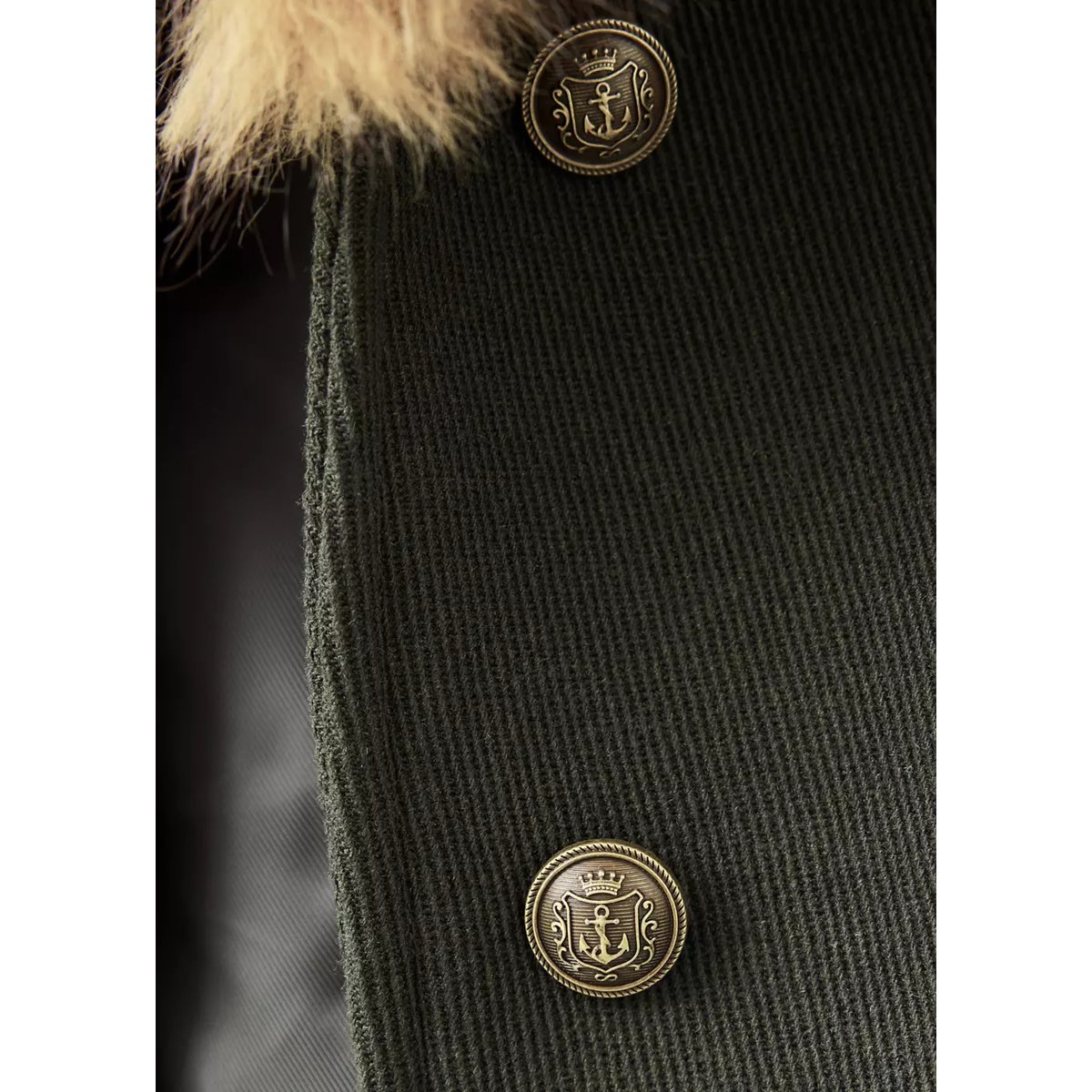 Manteau en mélange de laine avec poil amovible kaki, MANGO