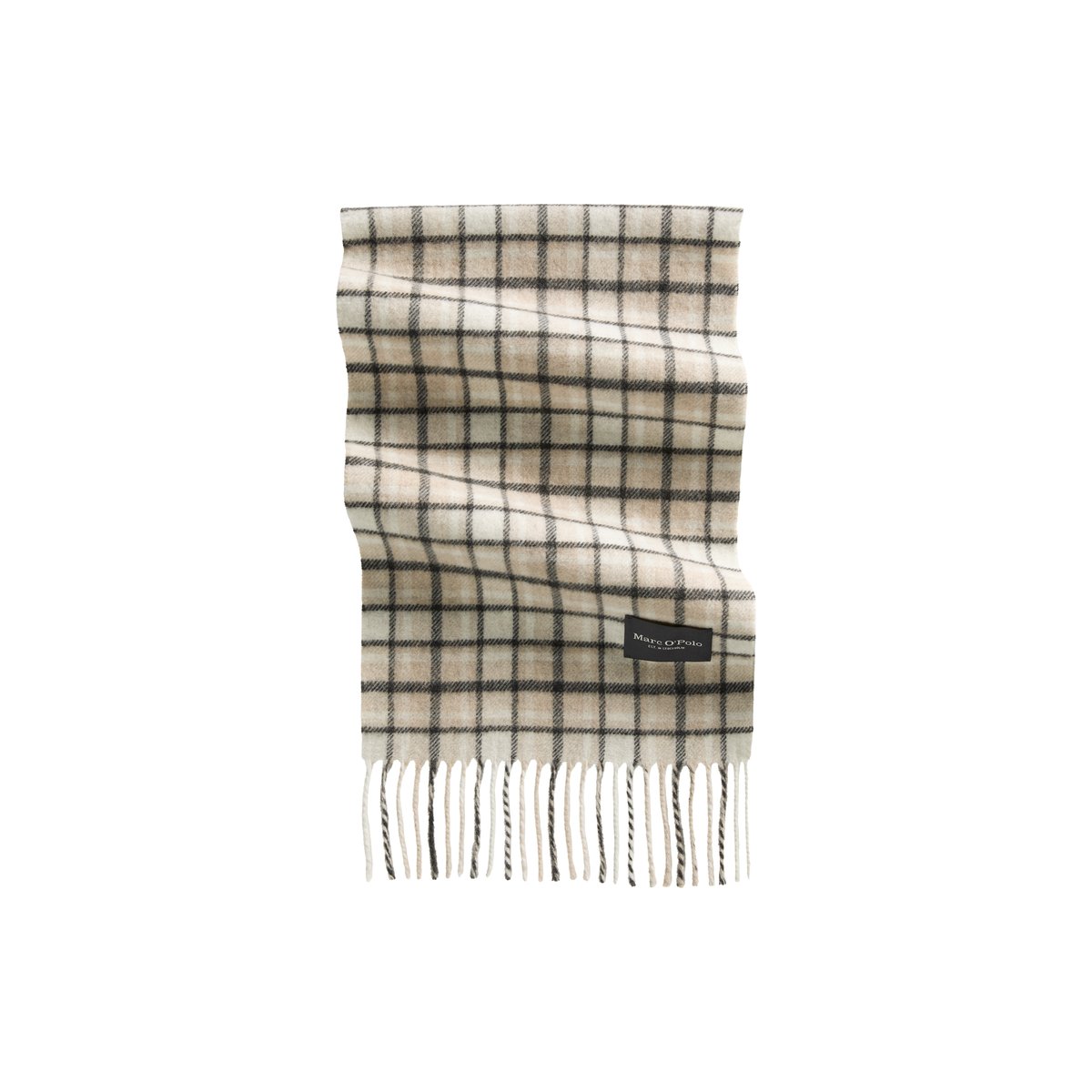 Écharpe à carreaux en laine vierge douce gris, MARC O'POLO