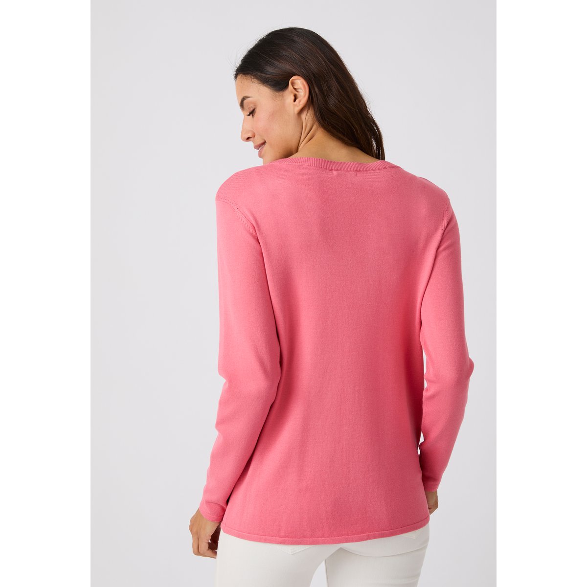 Gilet boutonné manches longues rose corail, DAMART