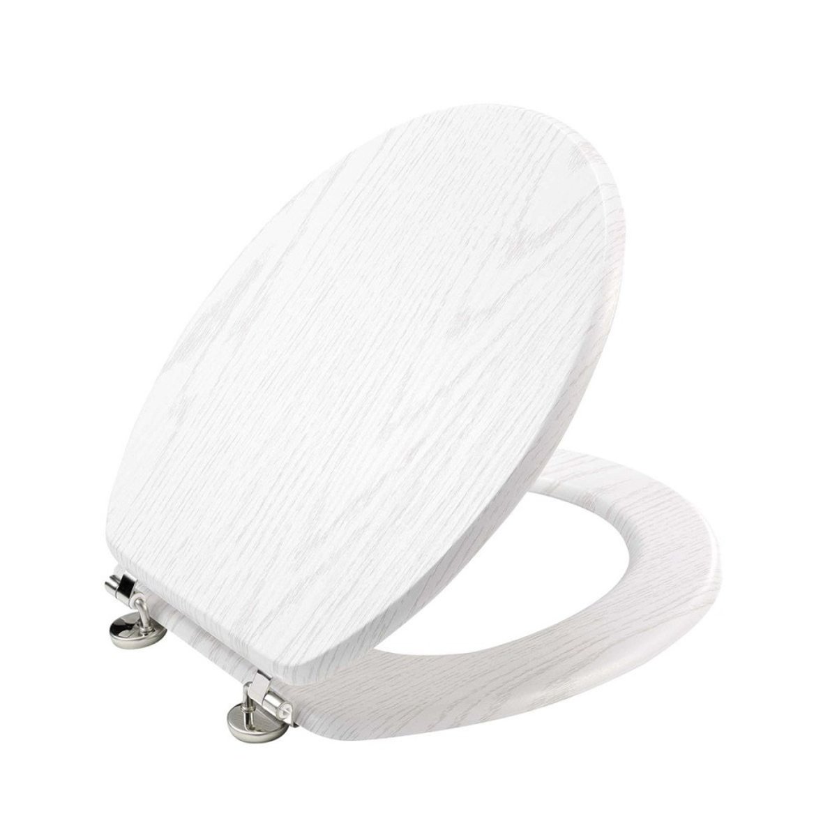Abattant WC MDF charnières métal effet bois Strata blanc blanc, DECORATIE