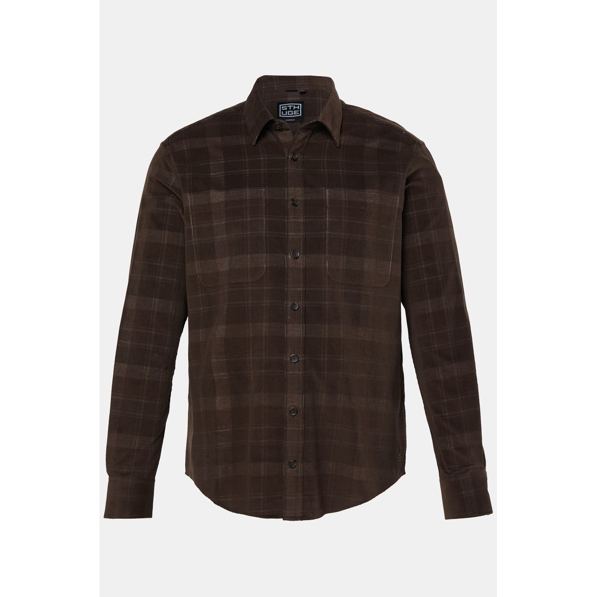 Chemise à carreaux en velours côtelé marron châtaigne, STHUGE