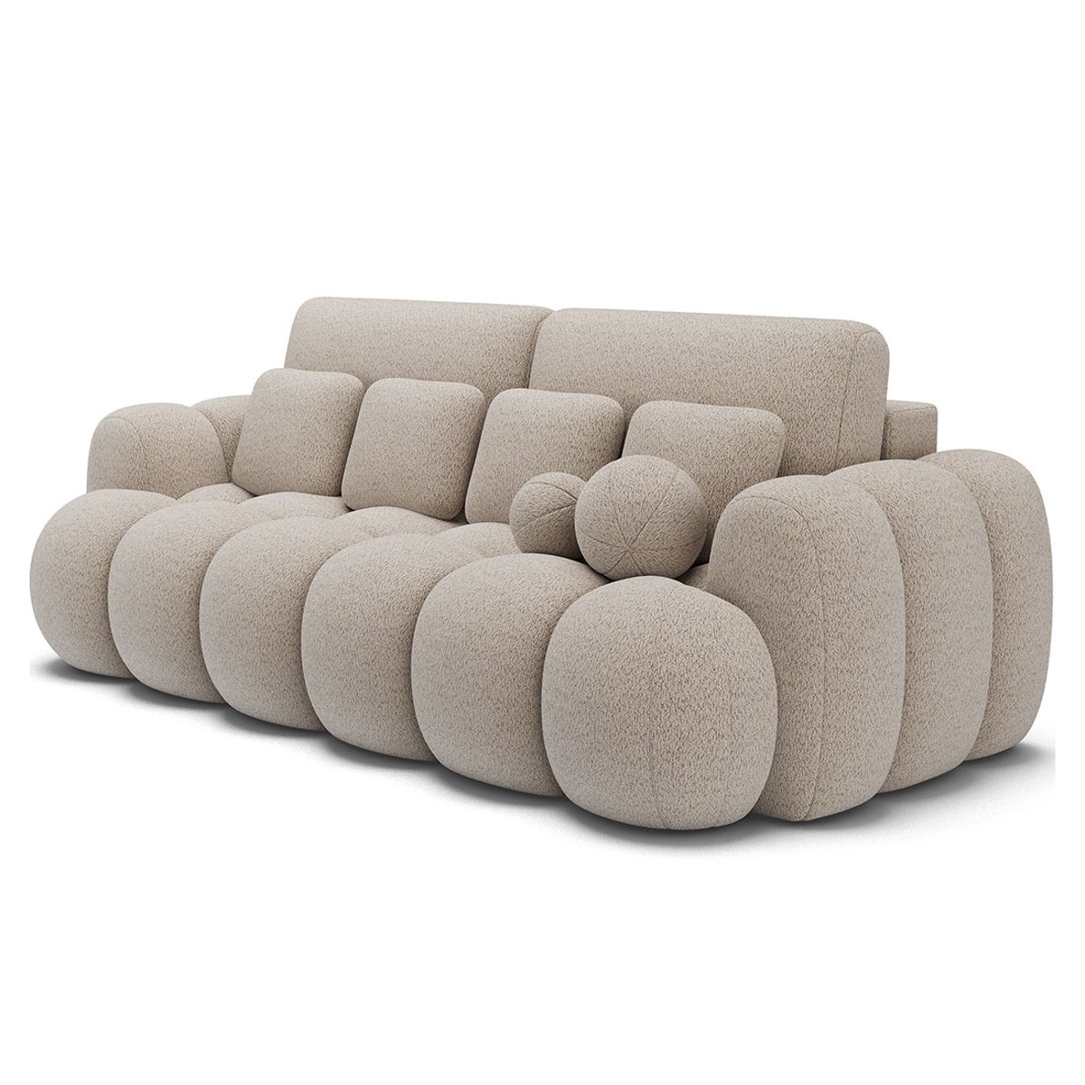 Canapé convertible tissu bouclette 3pl, DORIAN beige, BEST MOBILIER