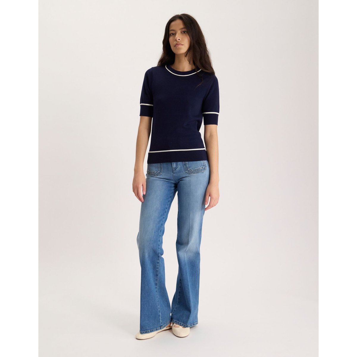 Top Hilda en coton bleu marine, INES DE LA FRESSANGE PARIS