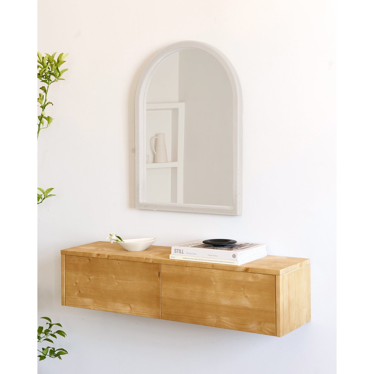 Console d'entrée suspendue en bois marron clair désert, HANNUN