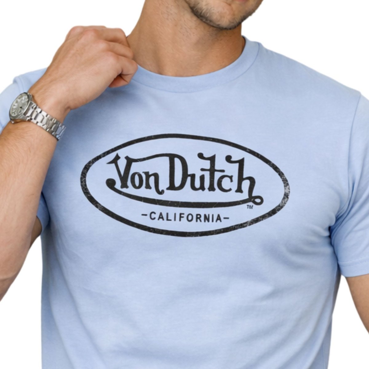 Tee shirt coton BRAD bleu/noir, VON DUTCH