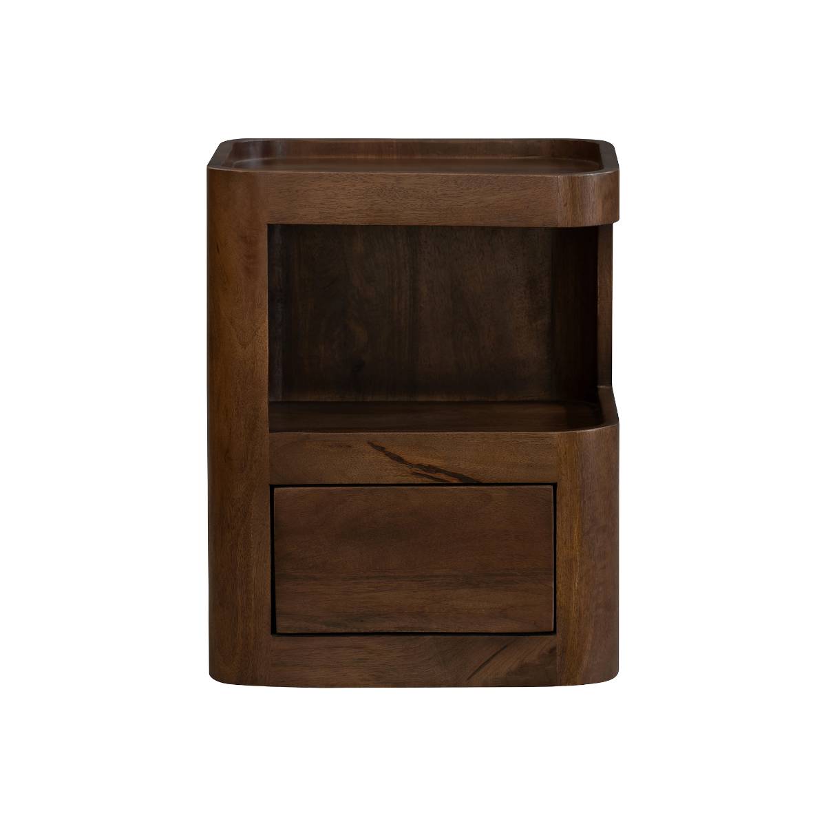Table de chevet niche droite en bois de manguier MAORA bois foncé, MADE IN MEUBLES