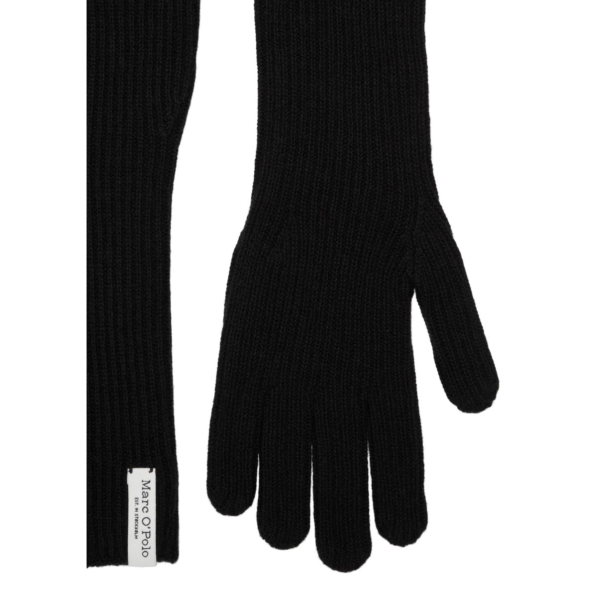 Gants longs en tricot en un mélange doux de laine vierge et de viscose noir, MARC O'POLO