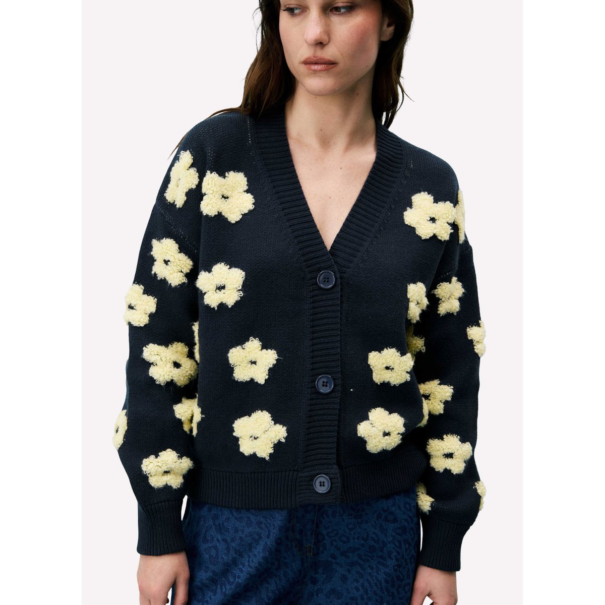 Cardigan en coton BERGENIA bleu marine, FRNCH