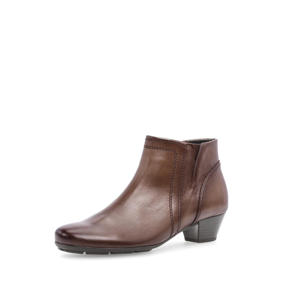 Bottines en cuir lisse à talon décroché marron, GABOR