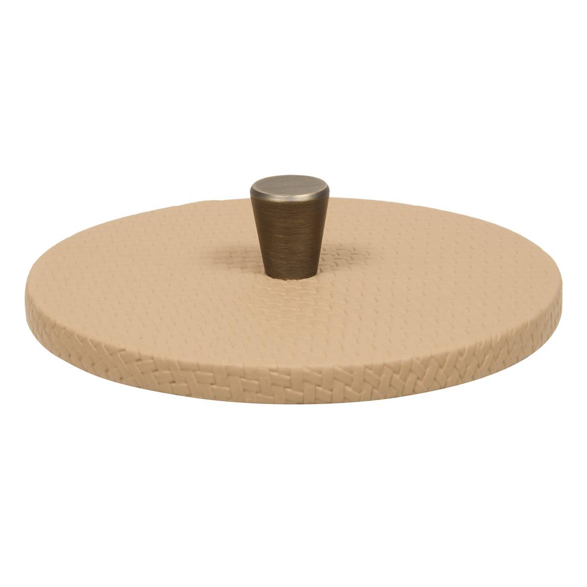 Lot de 2 boîtes rondes en hévéa BONIE taupe, ATMOSPHERA
