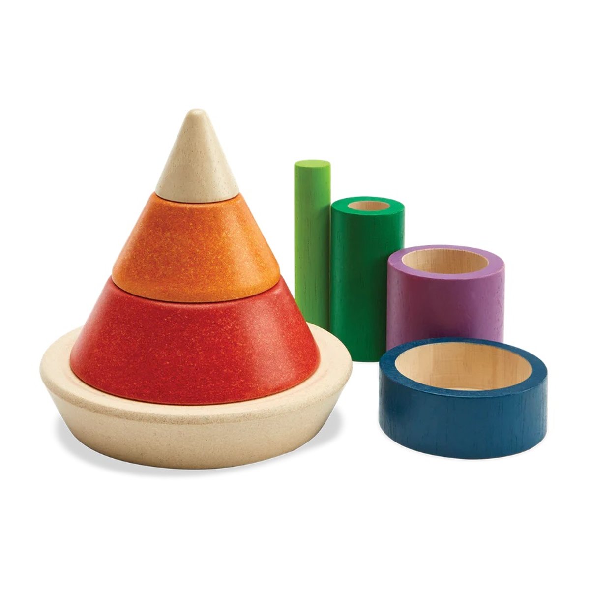 Pyramide à empiler et à encastrer rouge, PLAN TOYS