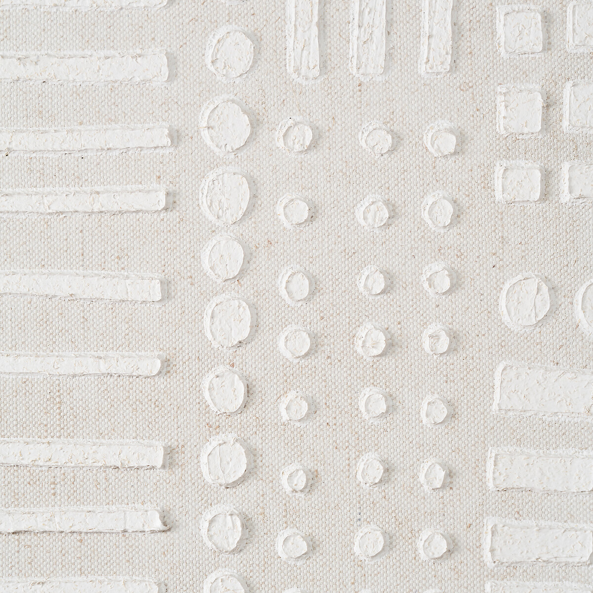 90x120cm White and Natural Abstract Design Linen Canvas with Elm Effect Frame white, ÉDITÉ