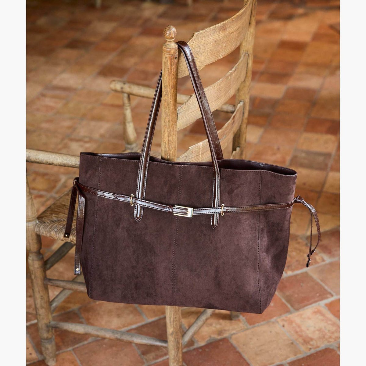 Sac Cabas MELUSINE cabas ceinturé chocolat, BOCAGE