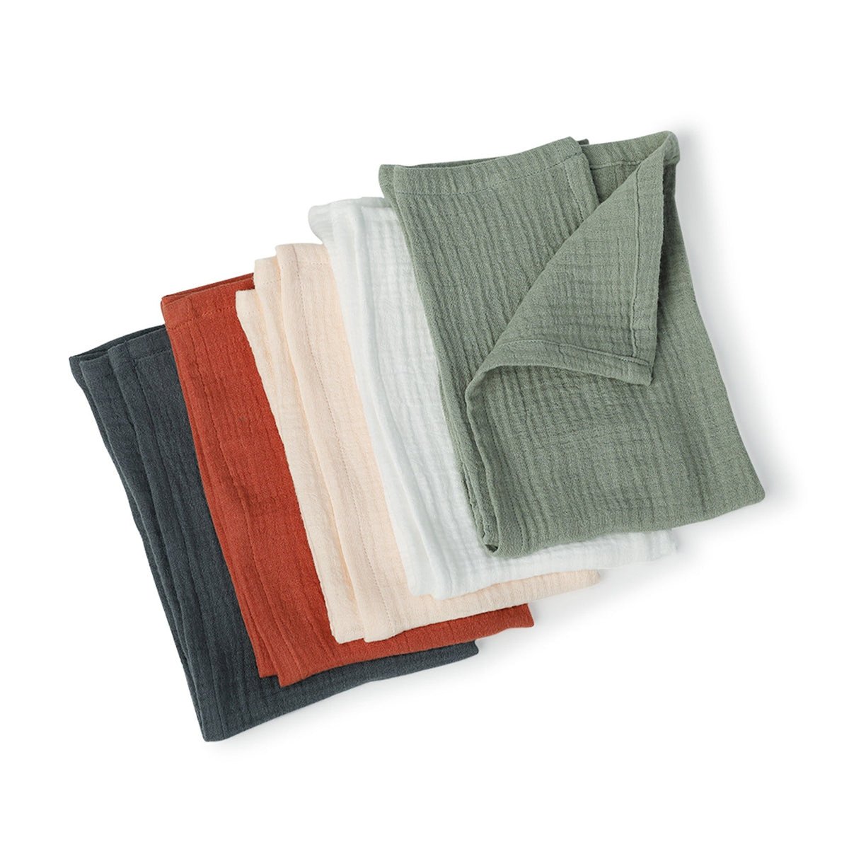 Lot de 4 serviettes de table gaze de coton CARLA rouge toscane, FEBRONIE