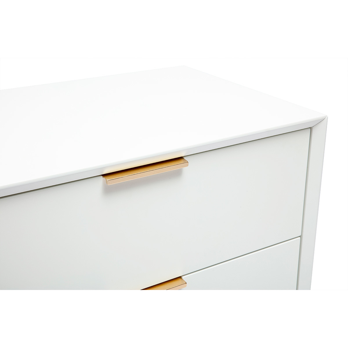 Commode blanche mat et métal doré 6 tiroirs L120 cm GIANA blanc, MILIBOO