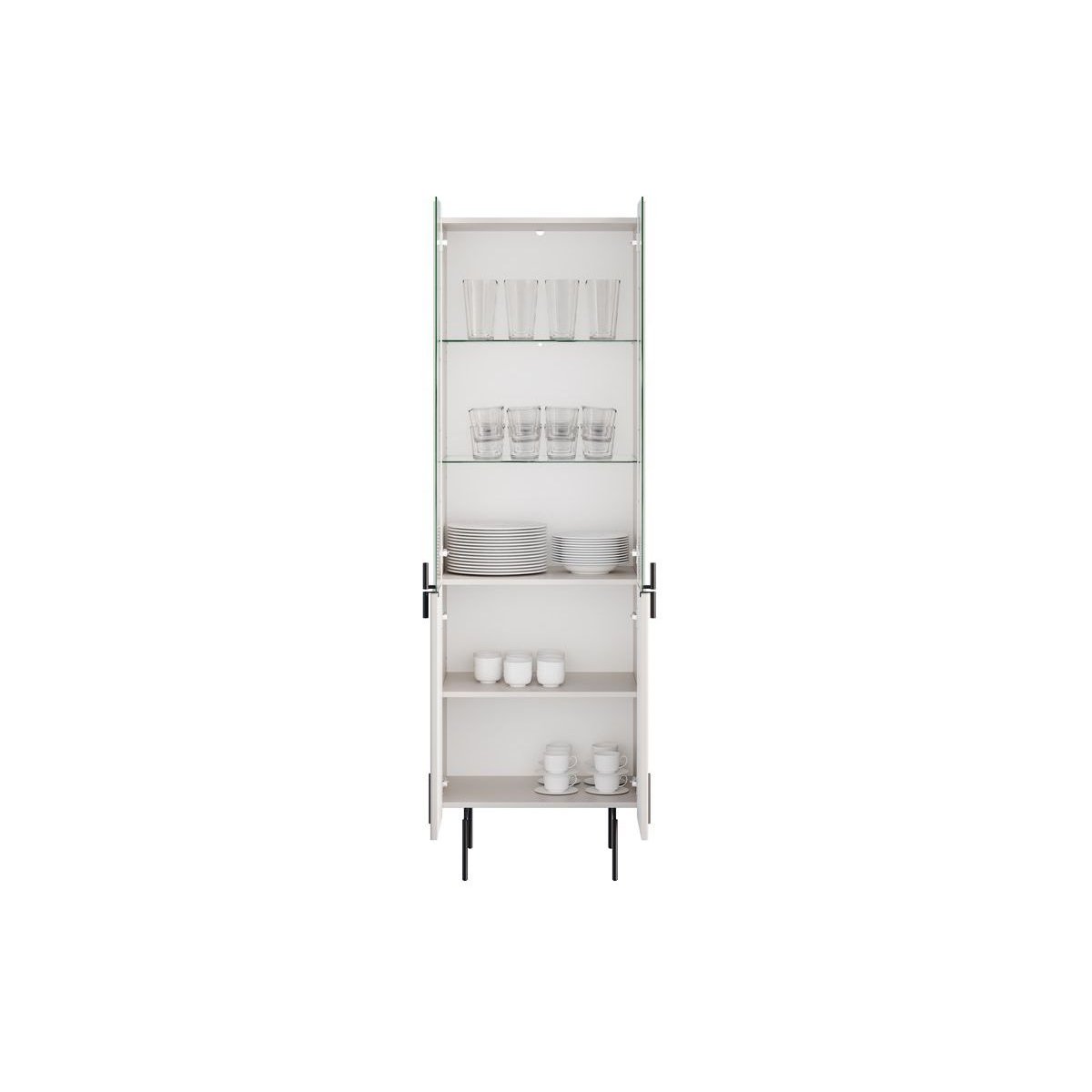 Vitrine 60 cm 2 portes, MATHILDE beige, BOBOCHIC