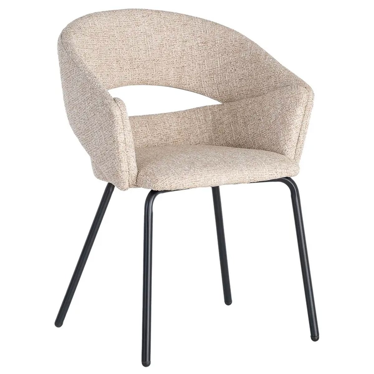 Fauteuil design tissu beige et métal noir 59x61x82cm beige, WADIGA