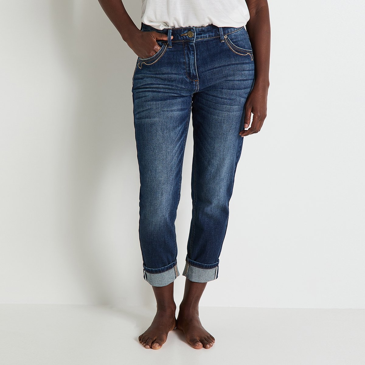 Jean boyfriend SEATTLE BF01 bleu dark stone, GRAIN DE MALICE