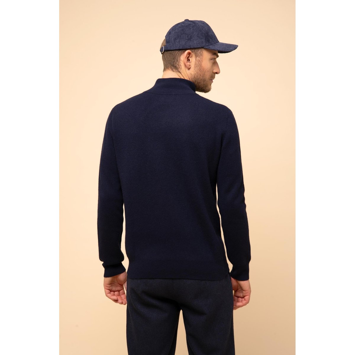Pull Col Montant Navy Eva bleu foncé, JUST CASHMERE