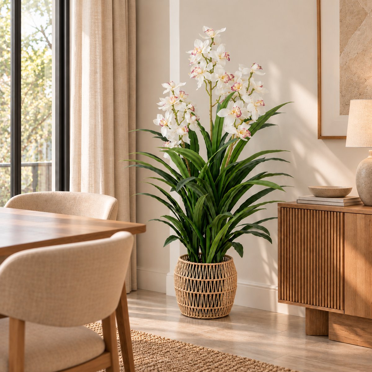 Cymbidium artificiel 155cm blanc, LIGNE DECO