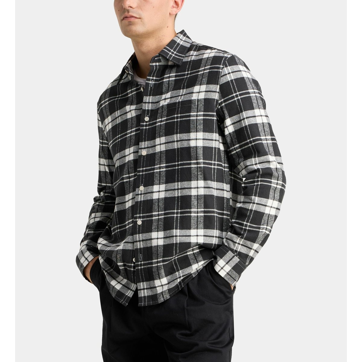 Chemise rifleck 1 à carreaux en coton noir et blanc, GALERIES LAFAYETTE