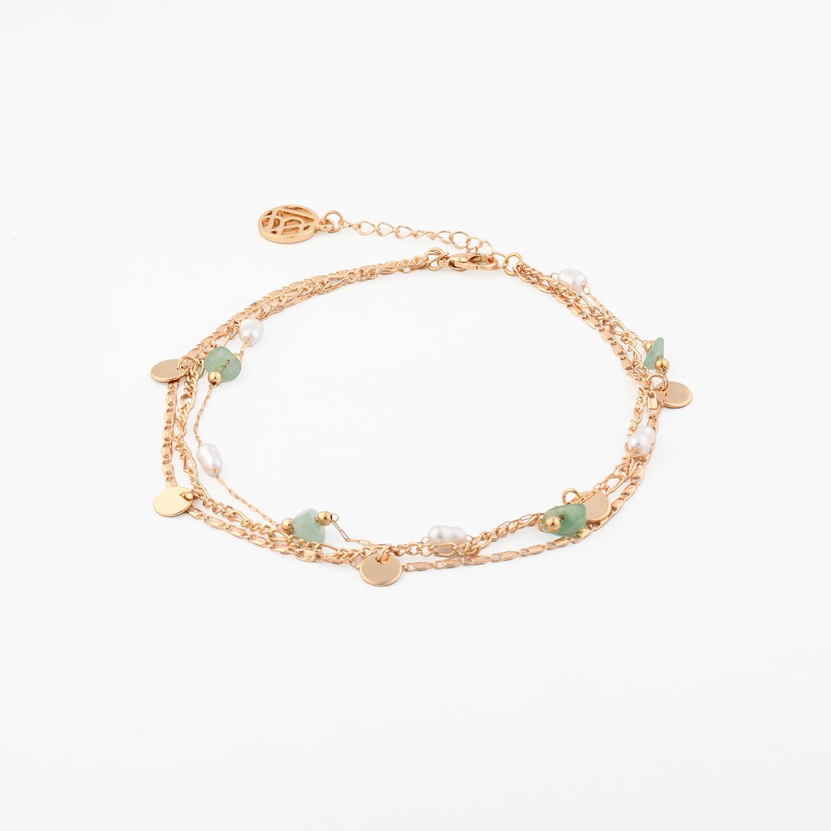 Chaine de cheville multi chaine et pierre d'Aventurine doré, BALABOOSTE