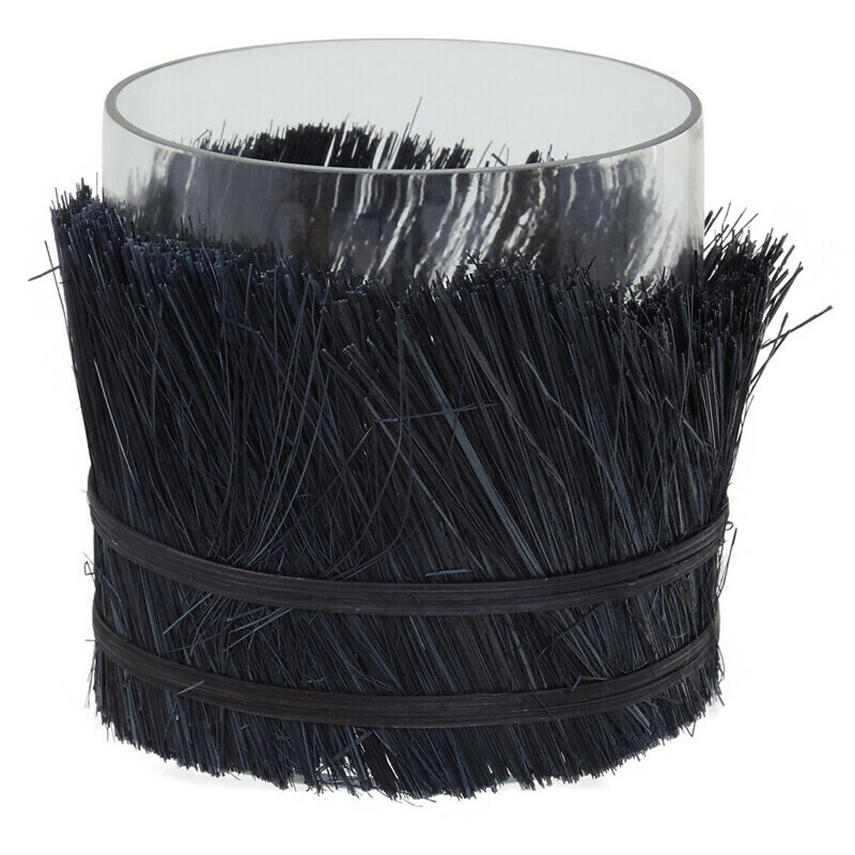 Small Raffia Candle Holder in Black black, ÉDITÉ