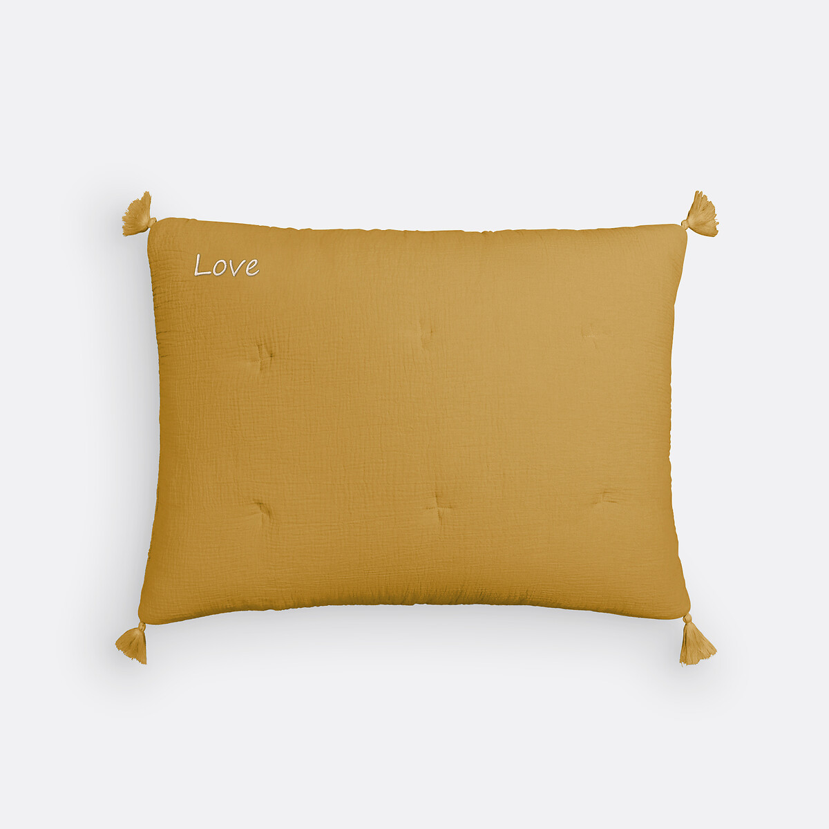 Housse coussin gaze de coton personnalisée Kumla jaune paille, LA REDOUTE INTERIEURS