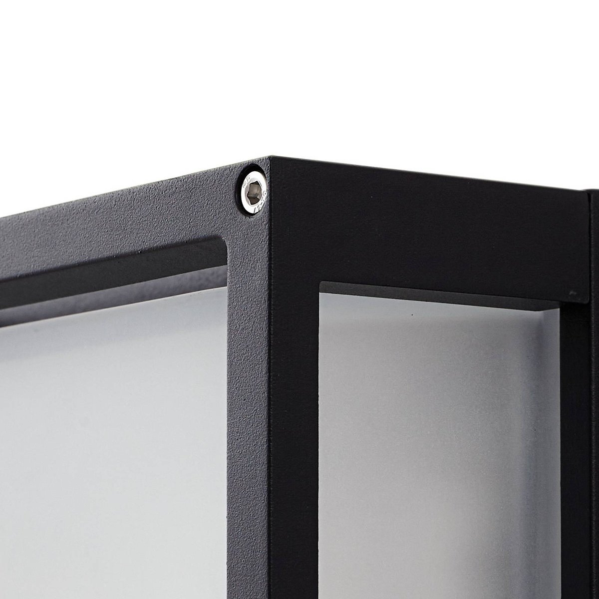 Applique extérieure en aluminium moderne anthracite, verre dépoli, LUCANDE