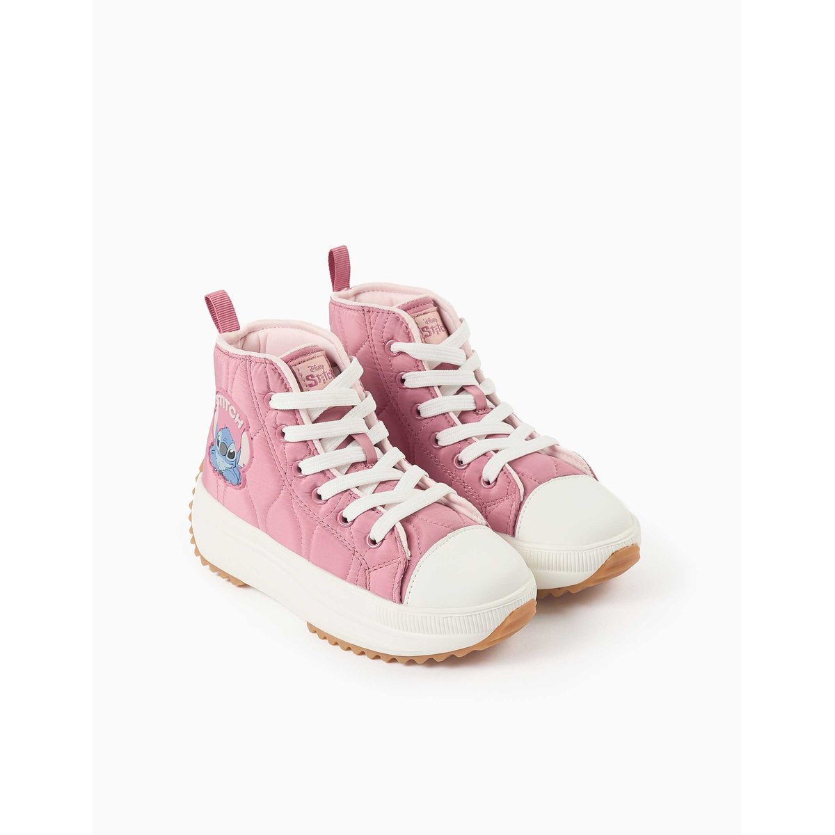 Baskets montantes matelassées avec imprimé Stitch rose foncé, ZIPPY