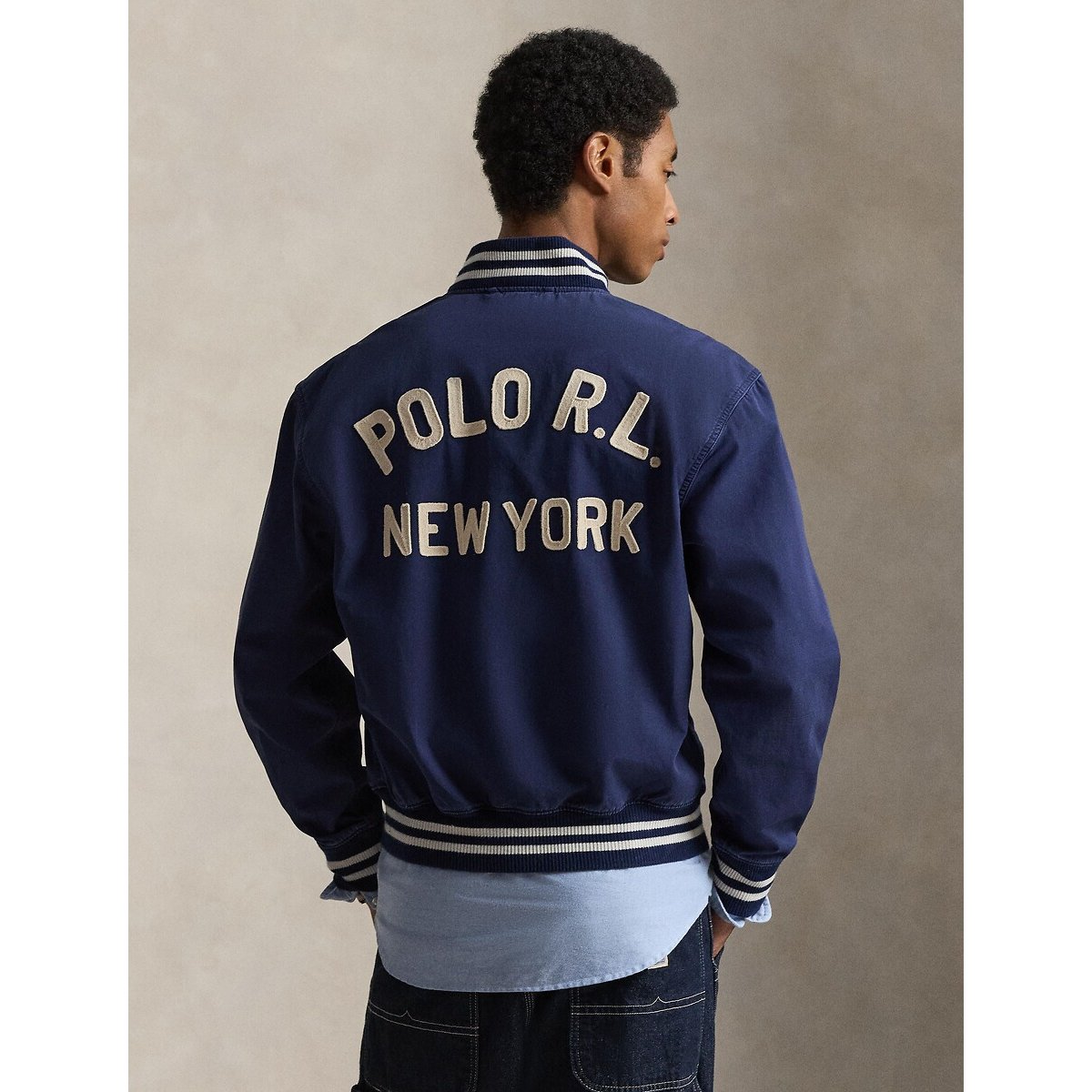 Veste d'athlétisme en toile brodée marine, POLO RALPH LAUREN