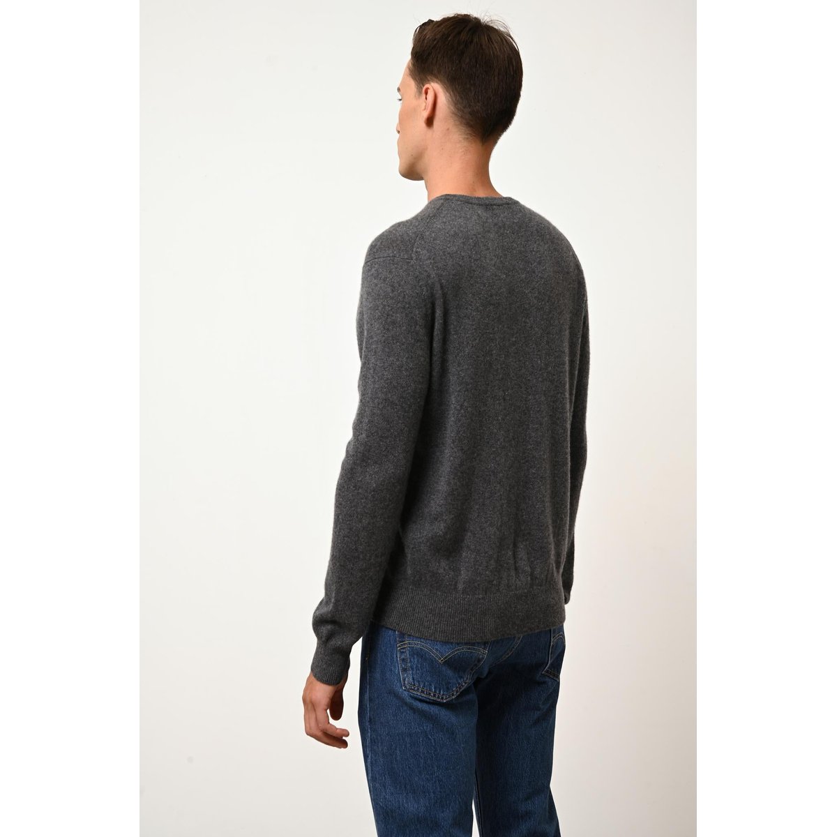 Pull Col Rond Anthracite Chiné Howard gris anthracite chiné, JUST CASHMERE