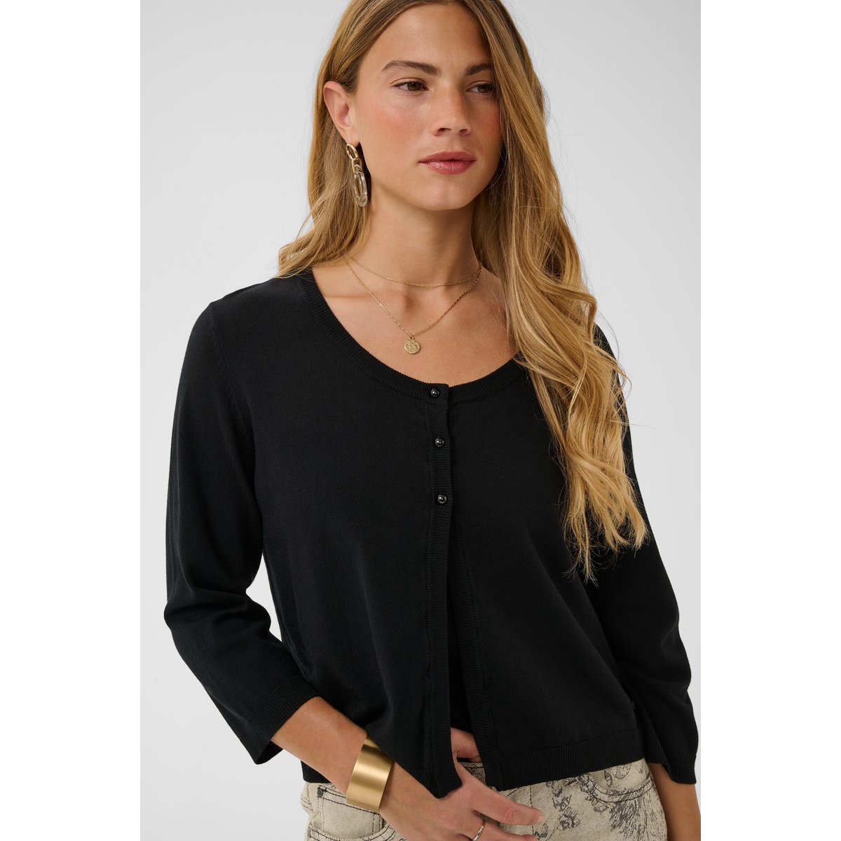 Cardigan à tricot noir pitch black, CREAM