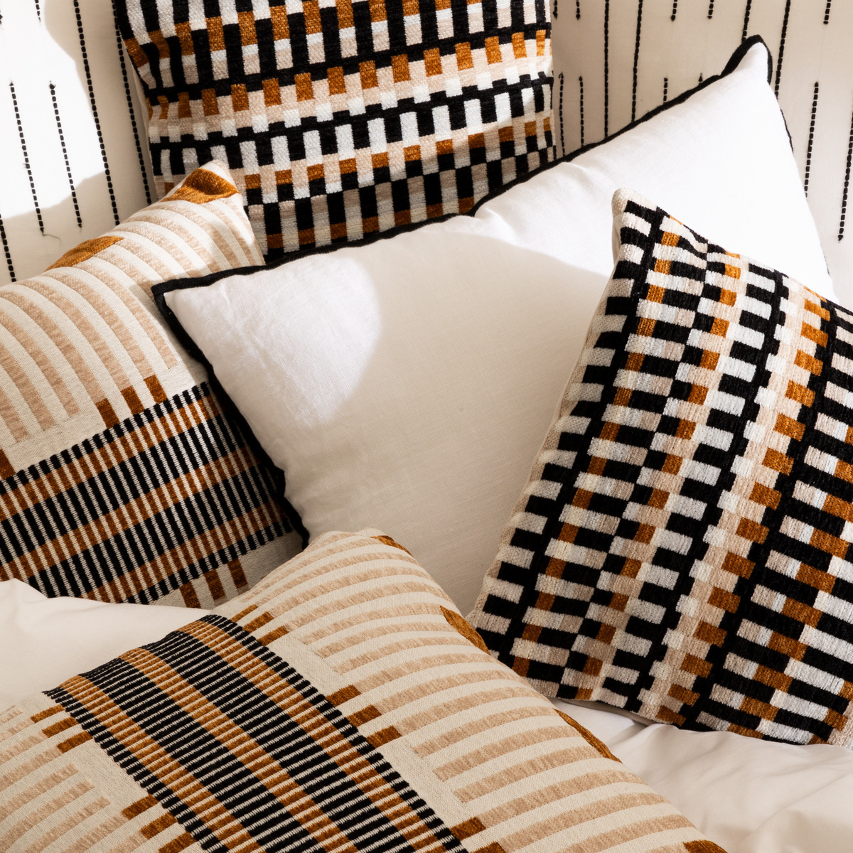 Coussin en coton LINAH blanc, ATMOSPHERA