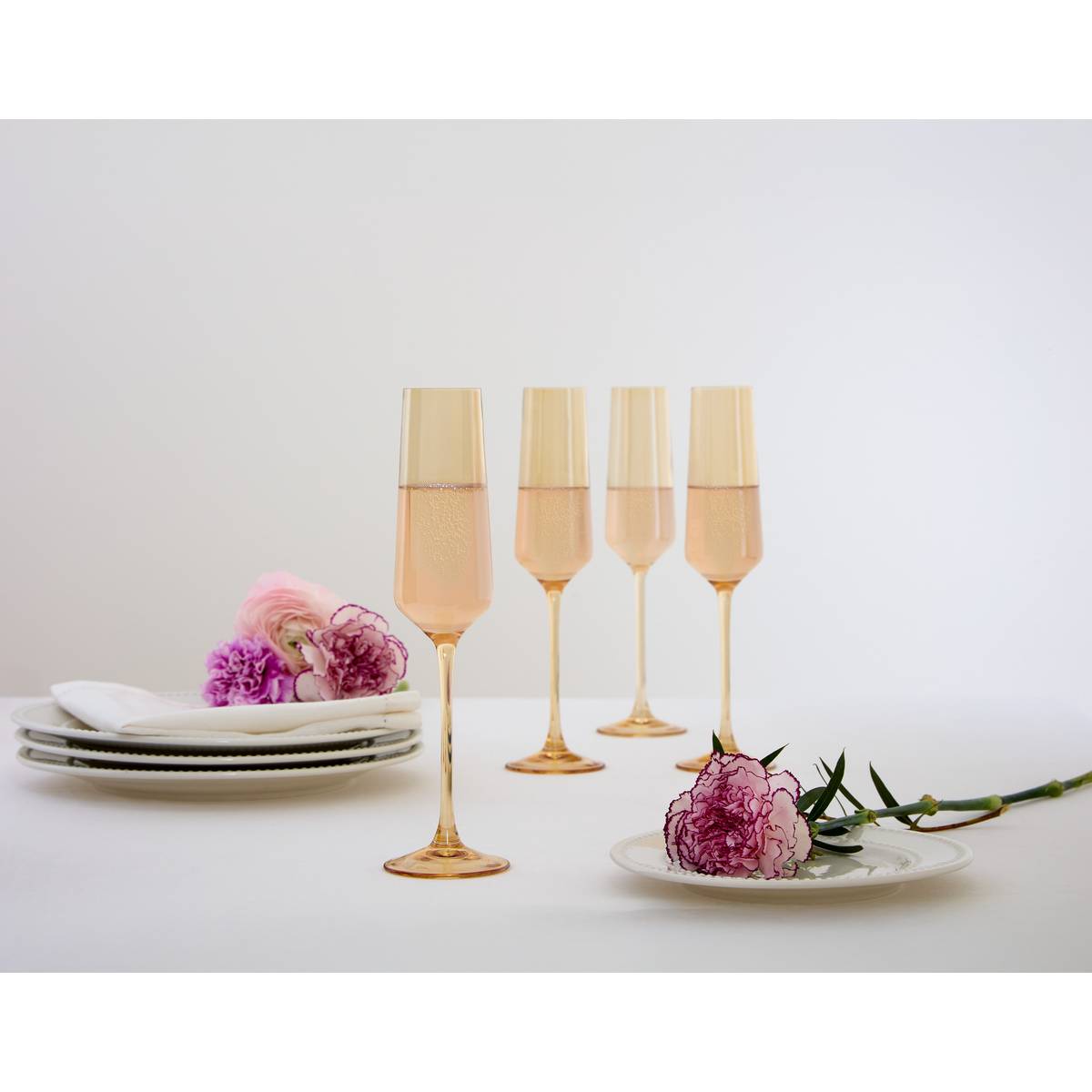 Lot de 4 flûtes à champagne en verre AMBRE ambre, ATMOSPHERA