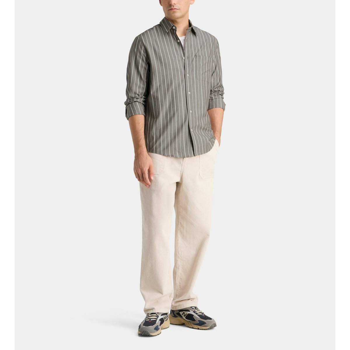 Chemise droite rishtri 4 rayée en coton marron moka, GALERIES LAFAYETTE
