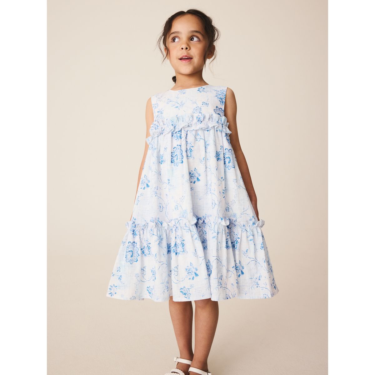 Robe à smocks et superpositions floral bleu et blanc, NEXT
