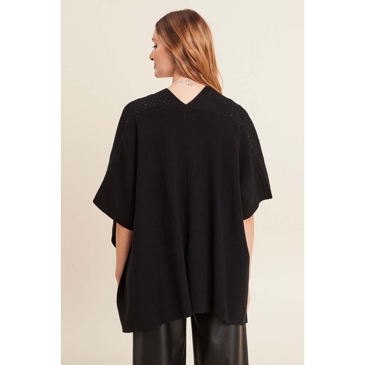 Poncho mi-long avec strass noir, BREAL